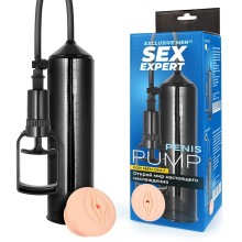 Помпа вакуумная «Penis Pump» с насадкой, цвет черный, Sex expert sem-55275, длина 24.5 см., со скидкой