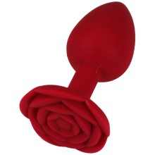 Силиконовая анальная пробка с розой, цвет красный, Eroticon 30283R, длина 7.5 см.