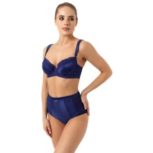 Трусы макси с высокой линией талии, выполнены из сатинового полотна и эластичного кружева, 38, синий, Coquette Revue, CR_Opium 62100-02 Трусы, 38 размер