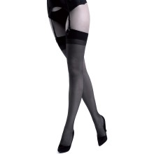 Изящные чулки под пояс, элегантная двойная резинка с винтажной вышивкой, 2, черный, Silca, Silca_CA1109 Calza Chic 15 den Nero, 2-S