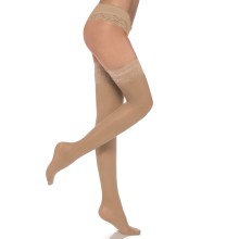 Чулки из лайкры 70 den со средней компрессией &#40, mmHg 12/15&#41, , с элегантной кружевной резинкой с силиконовыми полосками, 5, бежевый, Silca, Silca_CA4121 Calza Nady 70 den Playa, из материала полиамид, size 5