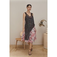 Стильный сарафан-туника оригинального фасона, M, розовый, Laete, Laete_Сарафан 61694-2 Цветочный принт, из материала ткань