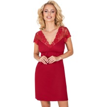 Домашнее платье Ismena роскошного красного оттенка с коротким рукавом, с отделкой из ажурного кружева, XXL, красный, Donna, Don_Ismena nightdress Burgundy
