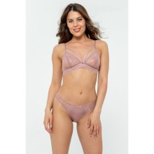 Элегантный кружевной бюстгальтер-треугольник с мягкой чашкой без косточки, украшенный стрэпами и подвеской с кристаллом Swarovski, 70B, пудровый, Uniconf, Uniconf_SM27 Пудровый