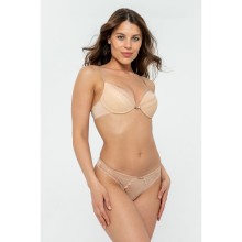 Кружевной бюстгальтер пуш-ап с удобными градуированными чашками на косточке, украшенный подвеской с кристаллом Swarovski, 70C, бежевый, Uniconf, Uniconf_SM31 Бежевый
