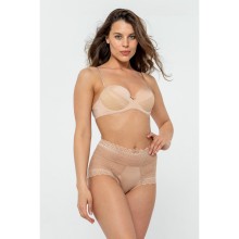 Кружевной бюстгальтер балконет с удобными градуированными чашками на косточке и съемными бретелями украшен подвеской с кристаллом Swarovski, 80C, бежевый, Uniconf, Uniconf_SM32 Бежевый, из материала полиамид