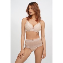 Классический бюстгальтер с формованными чашками на косточках, украшенный подвеской с кристаллом Swarovski, 75E, бежевый, Uniconf, Uniconf_SM33 Бежевый
