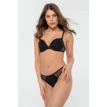 Классический бюстгальтер пуш-ап с градуированными чашками на косточках и с кружевной отделкой, 75C, черный, Uniconf, Uniconf_SN35 Черный