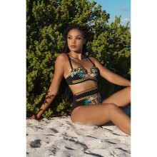Бюстгальтер-балконет из коллекции Cruise Party с градуированными на косточках, оформлен ярким принтом и кристаллами, 80C, черный, Uniconf, Uniconf_CBS183S V1