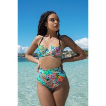 Бюстгальтер-балконет из коллекции Garden of Delights с формованными чашками на косточках, оформлен цветочным принтом, 80C, голубой, Uniconf, Uniconf_CBS223 V1