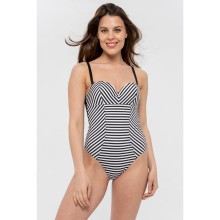Слитный купальник в полоску из коллекции Spicy Stripes c формованными чашками на косточках, 80C, черно-белый, Uniconf, Uniconf_CBI236 V1