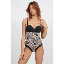 Слитный купальник-балконет из коллекции Africa c формованными чашками на косточках, 75C, черный, Uniconf, Uniconf_CBI252 V1