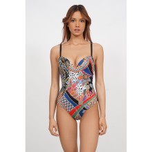 Слитный купальник-балконет из коллекции The Art of Mix&Match c формованными чашками на косточках и гелевым наполнителем, 80C, синий, Uniconf, Uniconf_CBI276 V1