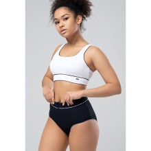 Женский купальник – лиф и трусы с высокой талией – поможет вам создать стильный образ, S, черно-белый, Opium, Opium_SF-55 Белый-Черный