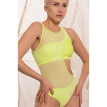 Женский купальник модного люминисцентного цвета, шикарно будет смотреться на загорелом теле и не оставит Вас без внимания, S, желто-зеленый, Opium, Opium_SF-63 Салатовый