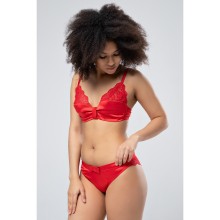Нарядные трусики-слип из атласной ткани спереди и кружева сзади, S/M, красный, Opium, Opium_426 Red