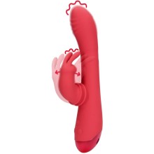 Вибратор-кролик «Swinging Rabbit» изогнутый, цвет красный, LOVE090RED, бренд Shots Media, длина 22.5 см.