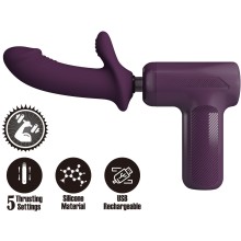 Вибратор с фрикциями «Pretty Love DJ Scholare Massage Gun», бордовый, силикон, Baile BW-055028, длина 10.5 см.