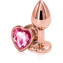 Анальная пробка «Pink Heart S» с сердечком, розовое золото, AP-AL004Rose-S, длина 6 см.