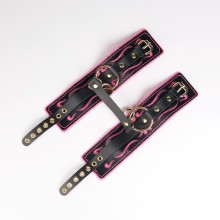 Оковы ажурные «Crazy Handmade» с розовой строчкой, цвет черный, CH-2552, длина 33 см.