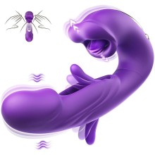 Вибратор-кролик с функцией постукивания, цвет фиолетовый, Secwell SW11025, длина 14.5 см.