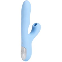 Вибратор «Wavey» с ротацией и вакуумной стимуляцией, цвет голубой, BeYourLover BA564A, длина 12.7 см.