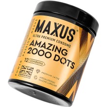 Точечные презервативы Maxus «2000 Amazing Dots» с железным кейсом, 12 шт, MAXUS 2000 Amazing Dots №12, длина 18 см.