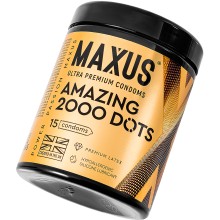 Точечные презервативы Maxus «2000 Amazing Dots» с железным кейсом, 15 шт, MAXUS 2000 Amazing Dots №15, длина 18 см.