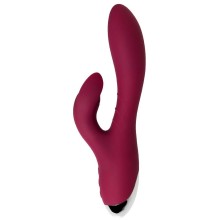 Вибратор с клиторальным стимулятором «Mion LEROINA», силикон, бордовый, 22 см, TOYFA 561026, длина 22 см.