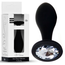 Анальная втулка «Clear» с прозрачным кристаллом, цвет черный, BOYS OF TOYS 64-00154, длина 10.5 см.