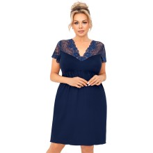 Элегантная сорочка Livia темно-синего цвета с короткими рукавами, 5XL, темно-синий, Donna, Don_Livia nightdress plus Dark blue