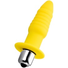Желтая анальная вибровтулка «Lancy» с 7 режимами вибрации, рабочая длина 9 см, Toyfa 358008, длина 11 см.