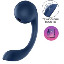 Вибратор для точки G «Pro+ Wave 4 APP» с вакуумно-волновой стимуляцией, синий, Satisfyer 4044163, длина 22.7 см.