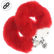 Наручники для эротических игр «Heavy-duty Fluffy Handcuffs», красные, Shots Media OU1046RED, длина 24.2 см.