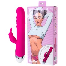 Вагинальный вибратор с клиторальным стимулятором «Balle» с движущимися шариками от компании Jos, цвет розовый, T-00010792, длина 23 см.