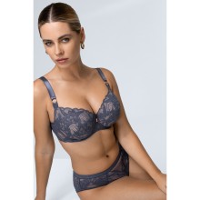 Бюстгальтер Luce Viola на косточках, с боковой поддержкой, нижняя часть чашки на уплотнителе, верхняя из нежного кружева, 80G, графит, Alles, Alles_Luce Viola PU