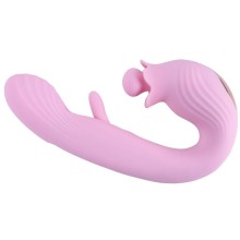 Вибратор «BellFlower» с клиторальной стимуляцией, розовый, Selove SE202-pink, длина 18.2 см.