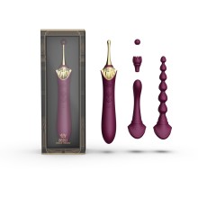 Клиторальный вибростимулятор с насадками Zalo «Bess 2» с подогревом, 8 режимов, 21.9 см, фиолетовый, силикон, F03102, длина 21.9 см.
