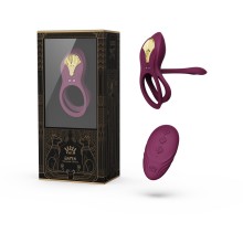 Вибрирующее кольцо Zalo Bayek для пар, 8 режимов вибрации, фиолетовое, силиконовое, IPX4, F03002, длина 8.8 см.