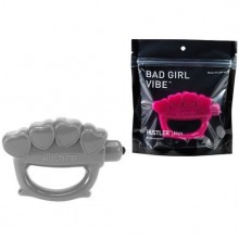 Вибратор-кастет платиновый «Bad Girl Vibe», бренд Hustler Toys, из материала TPR, цвет Серый, со скидкой