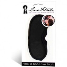 Маска на глаза «Peek-a-boo Love Mask», цвет черный, LF6010, бренд Lux Fetish, из материала Полиэстер, One Size (Р 42-48), со скидкой