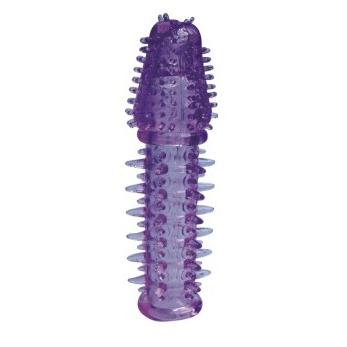 Насадка на фаллос с закрытой головкой с шипами цвет-фиолетовый, SexToy 00245-3, из материала ПВХ, длина 9 см., со скидкой