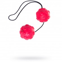 Вагинальные шарики со смещенным центром тяжести «Duo Balls Soft Silicone», цвет красный, Dream Toys 50488, из материала TPR, диаметр 3.5 см.