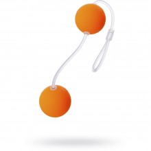 Бархатистые вагинальные шарики со смещенным центром, диаметр 3 см, цвет оранжевый, Sexus Funny Five 935001, длина 11 см., со скидкой