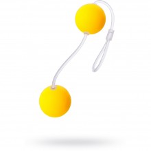 Бархатистые вагинальные шарики со смещенным центром, диаметр 3 см, цвет желтый, Sexus Funny Five 935001, длина 11 см., со скидкой