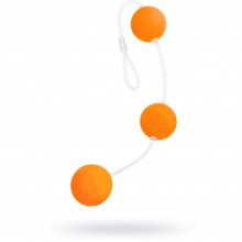 Оранжевая анальная цепочка, диаметр 2.5 см, «Sexus Funny Five» 935002, из материала Пластик АБС, длина 19.5 см.