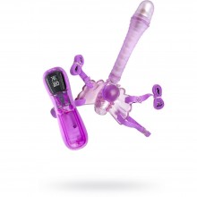 Бабочка для клиторальной стимуляции с шипами и вагинальным отростком, фиолетовая, длина 19.5 см, ToyFa 884009, длина 19.5 см.