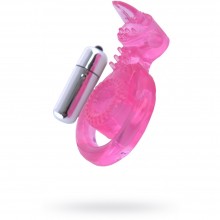 Мужское виброкольцо со стимулятор клитора «Язычок», цвет розовый, ToyFa 888014, из материала ПВХ, длина 6 см.