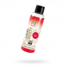 Hot «Shiatsu Luxury Body Oil Strawberry» съедобное масло для массажа с ароматом клубники 100 мл, цвет Красный, 100 мл.