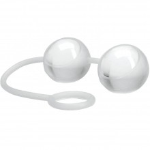 Вагинальные шарики «Kegels Ben Wa», стеклянные на силиконовой сцепке, 1003057 TS, бренд Topco Sales, цвет Белый, длина 16.5 см.